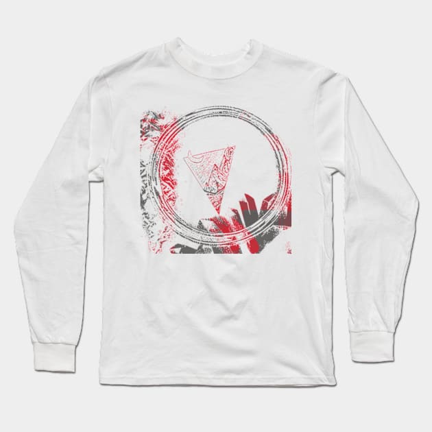 Iris red grey abstract design Long Sleeve T-Shirt by katerina-ez
